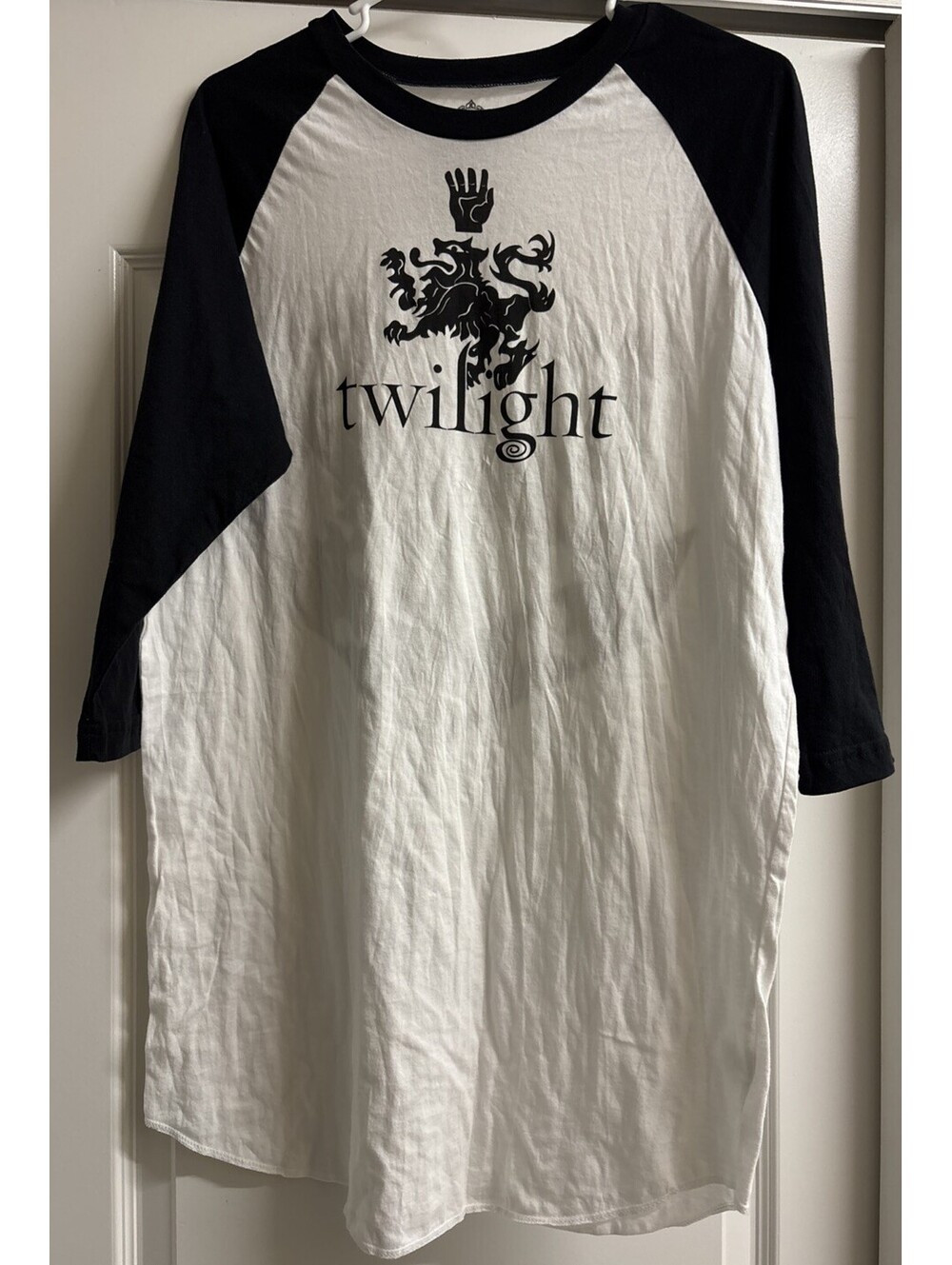 VTG Twilight Movie Cullen Crest Raglan Shirt, Juniors Large, 2008 Y2K, Exc Cond